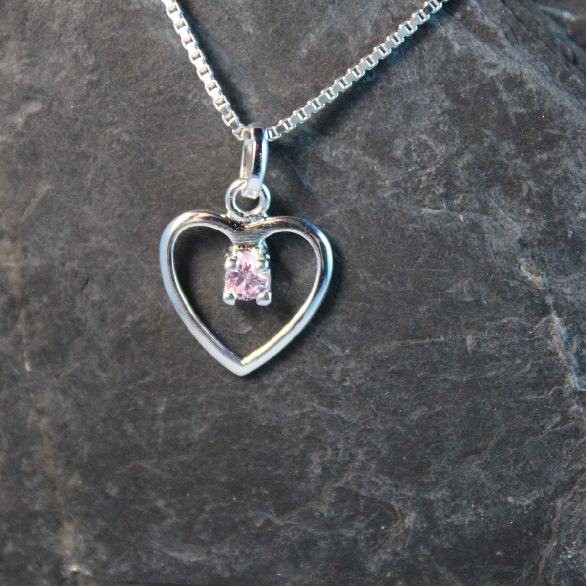 Schmuckextra Herz SIlber mit rosa Kristall